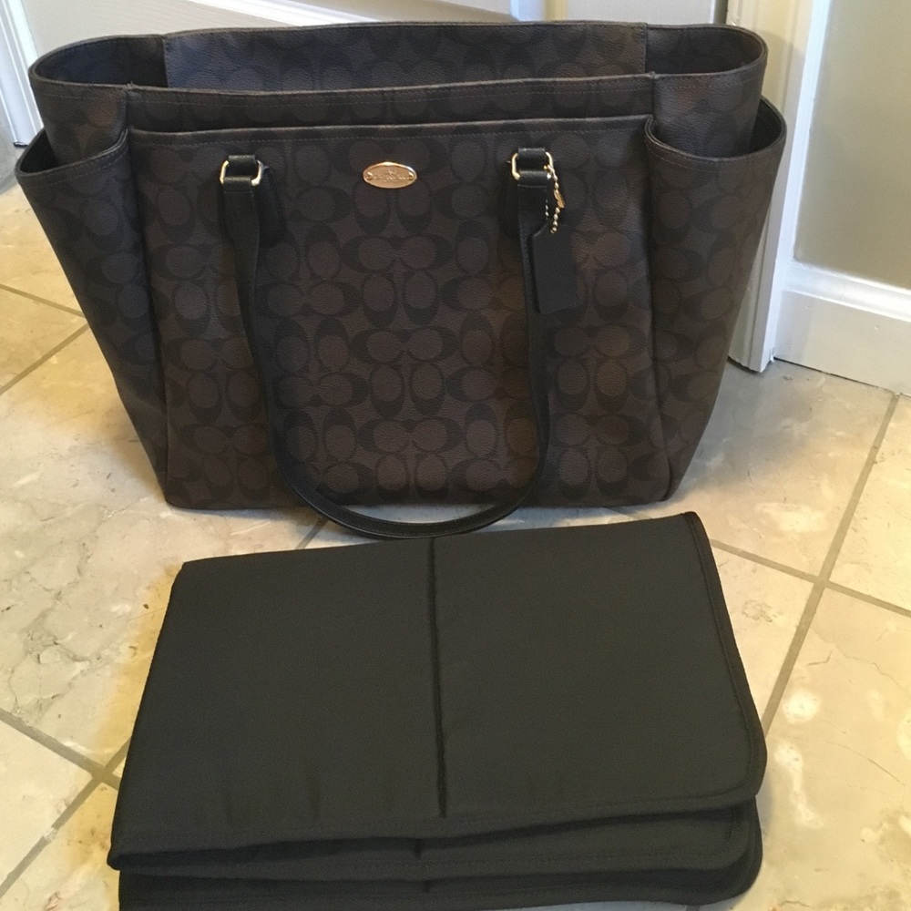 Coach signature leather diaper bag